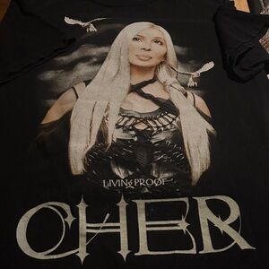 CHER Black Graphic Short Sleeve Tee - Living Proof Design vintage CHER Concert T